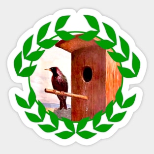 bird with housing Sticker